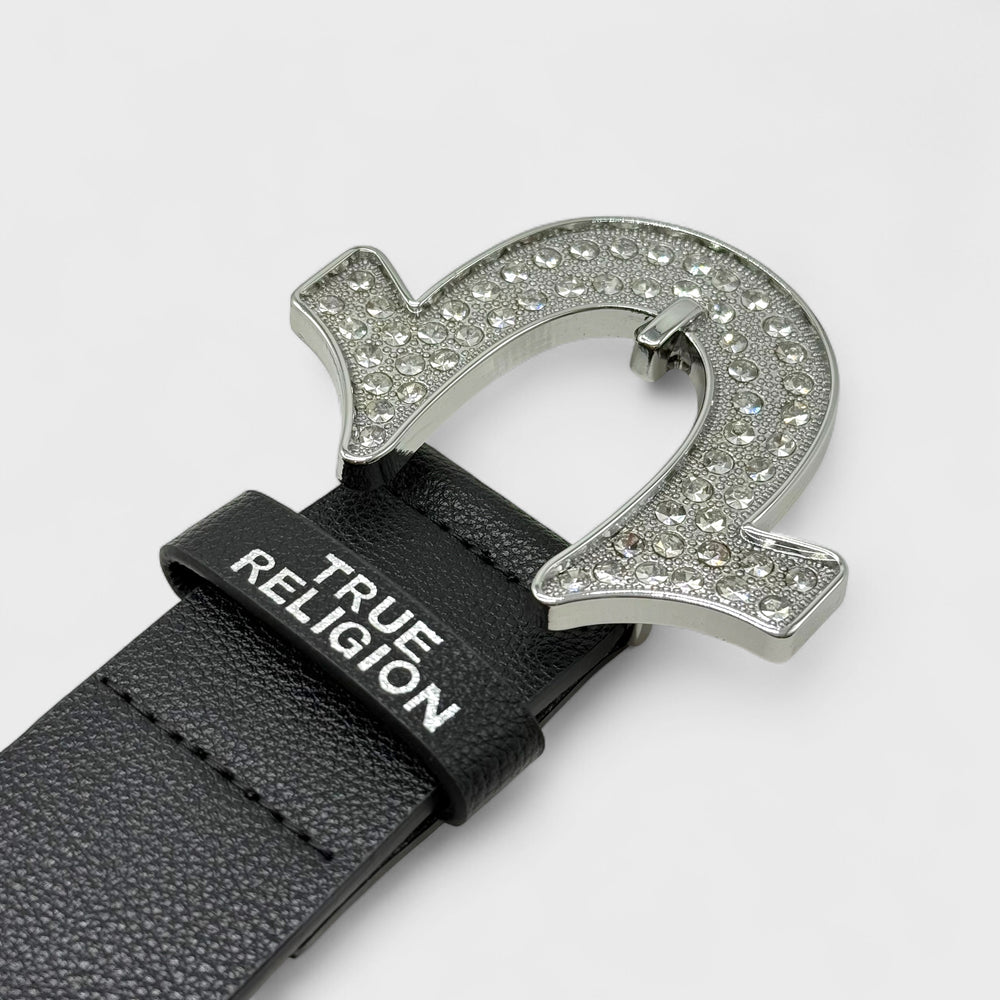 True Religion Crystal Horseshoe Buckle belt black - Shop-Tetuan