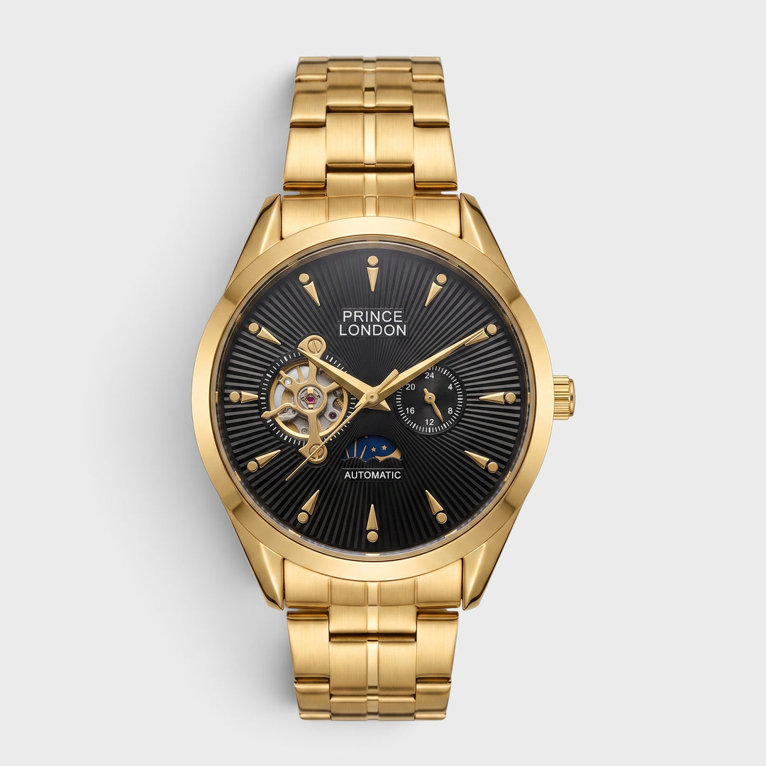 Prince London Automatic Watch (D2) with Metal Bracelet gold/black