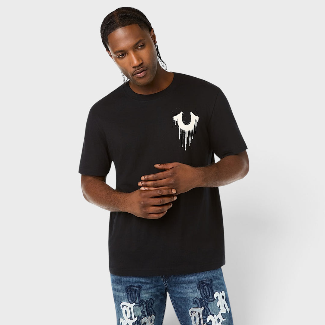 True Religion SS Drippy Horseshoe tee black