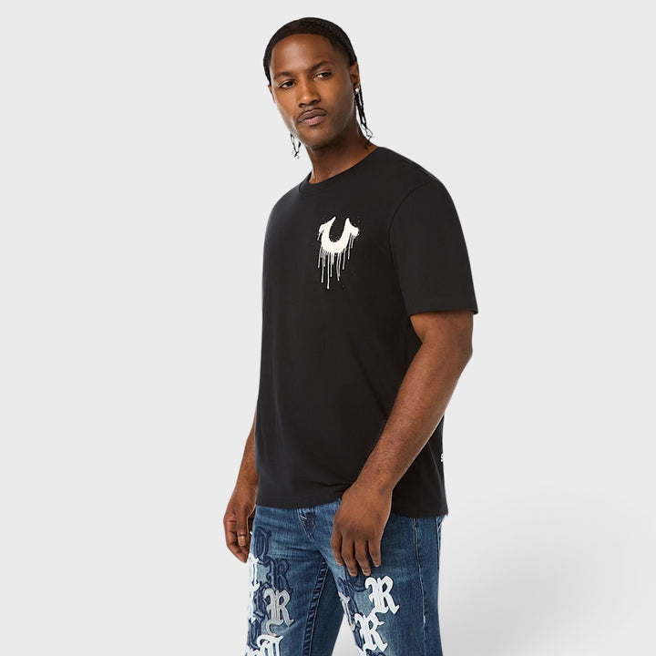 True Religion SS Drippy Horseshoe tee black