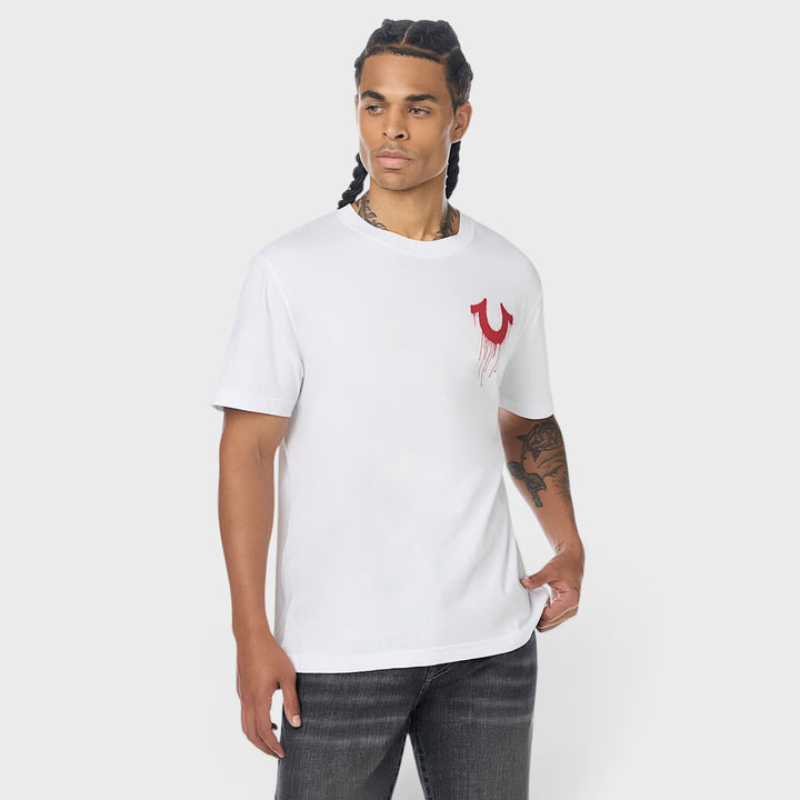 True Religion SS Drippy Horseshoe tee optic white