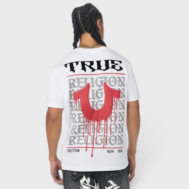 True Religion SS Drippy Horseshoe tee optic white