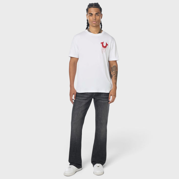 True Religion SS Drippy Horseshoe tee optic white