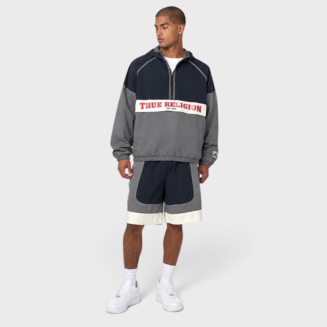 True Religion Color Block Big T Nylon Anorak granite grey/jet black