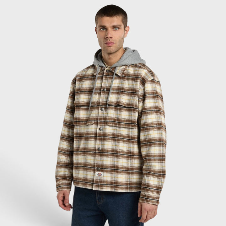 Dickies Austis Hooded Flannel Shacket beige