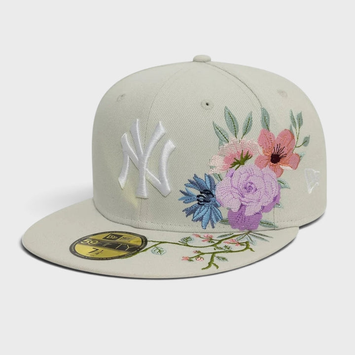 New Era MLB Floral 59Fifty NY Yankees light beige