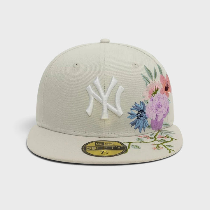 New Era MLB Floral 59Fifty NY Yankees light beige