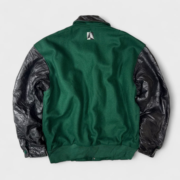 Vanderwell Vintage Wool Leather College Jacket green/black XXL