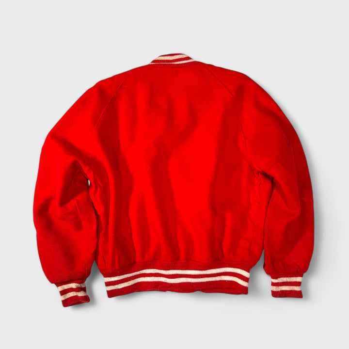 M&M Vintage 80s Wool Leather College Jacket red L - Shop-Tetuan