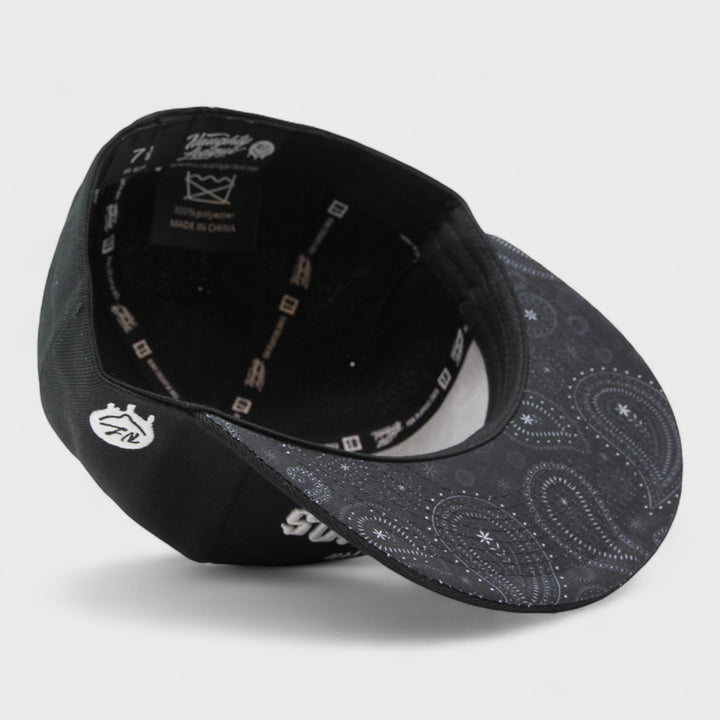 Naughty League San Quentin Vatos Locos Old English Logo fitted black - Shop-Tetuan