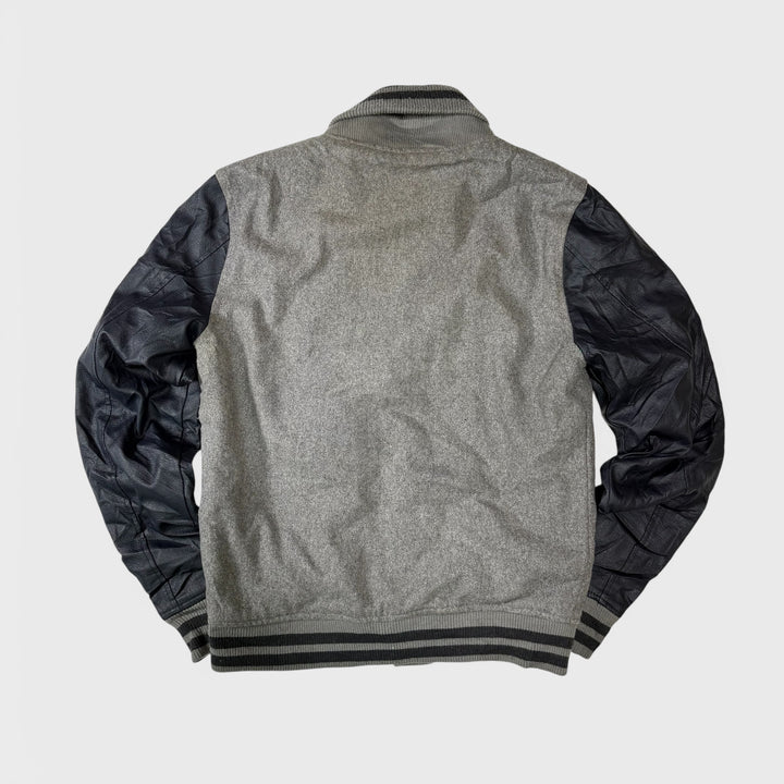 Aeropostale Vintage Wool Leather College Jacket grey S - Shop-Tetuan