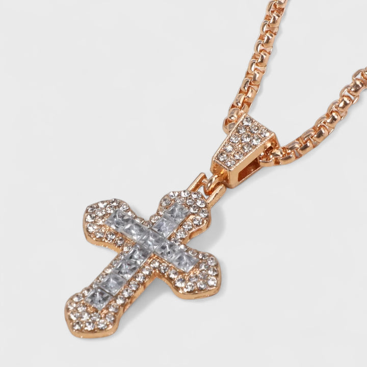 Diamond Cross Pendant Necklace gold