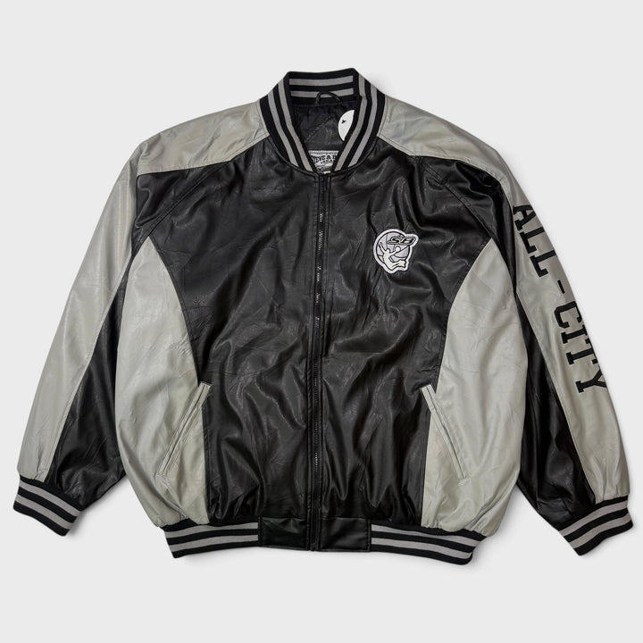 Steve &amp; Barry’s Baller Vintage Varsity jacket black/grey 2XL - Shop-Tetuan
