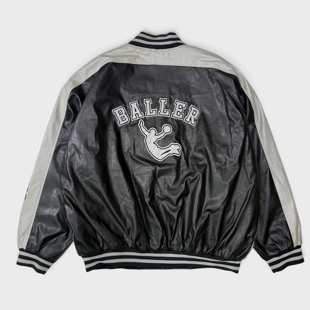 Steve &amp; Barry’s Baller Vintage Varsity jacket black/grey 2XL - Shop-Tetuan