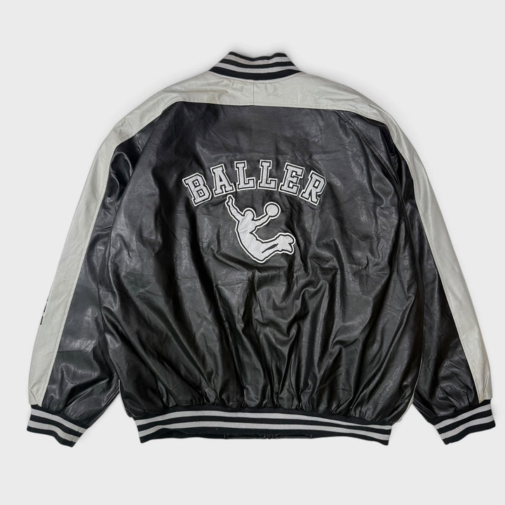 Steve &amp; Barry’s Baller Vintage Varsity jacket black/grey 2XL - Shop-Tetuan