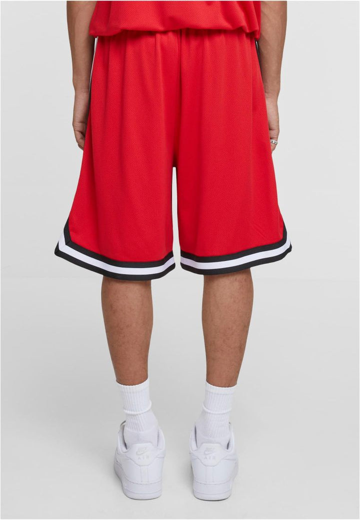 Urban Classics Stripes Mesh Shorts cityred/black/white