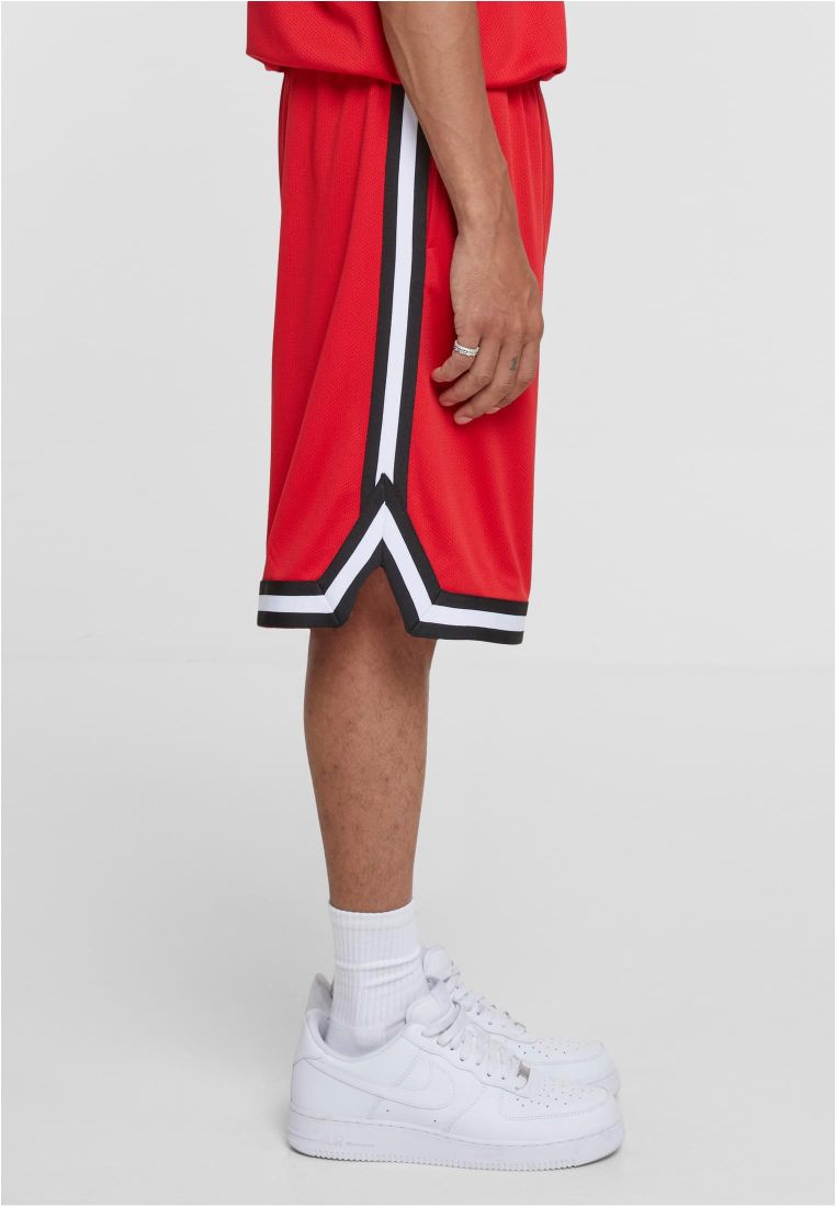 Urban Classics Stripes Mesh Shorts cityred/black/white