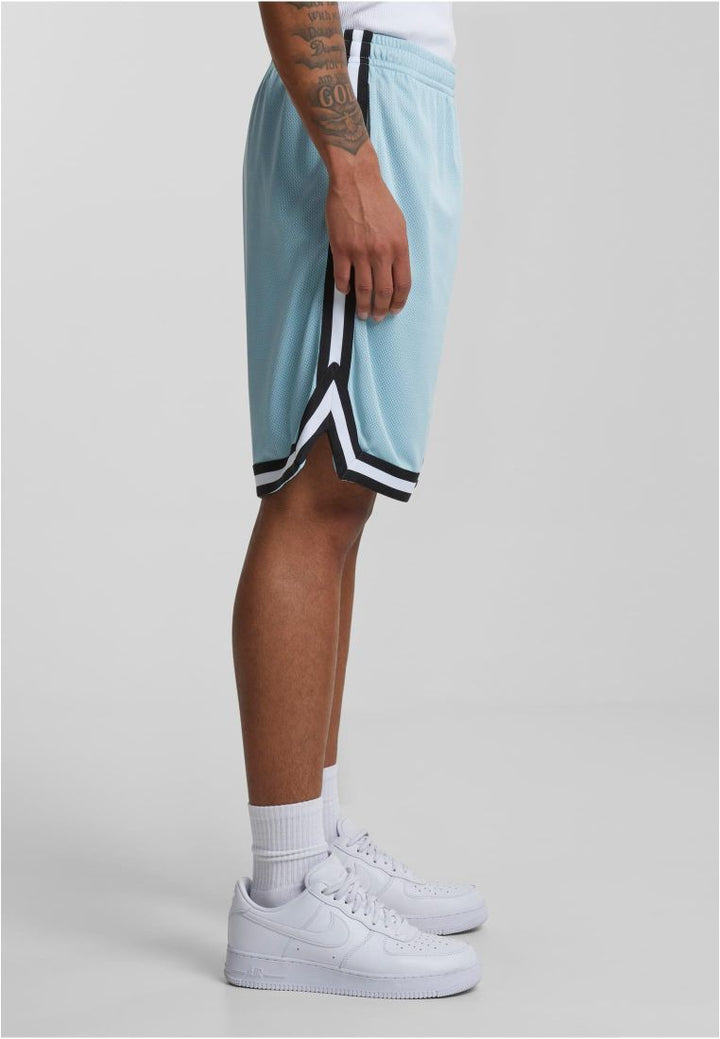 Urban Classics Stripes Mesh Shorts oceanblue/black/white