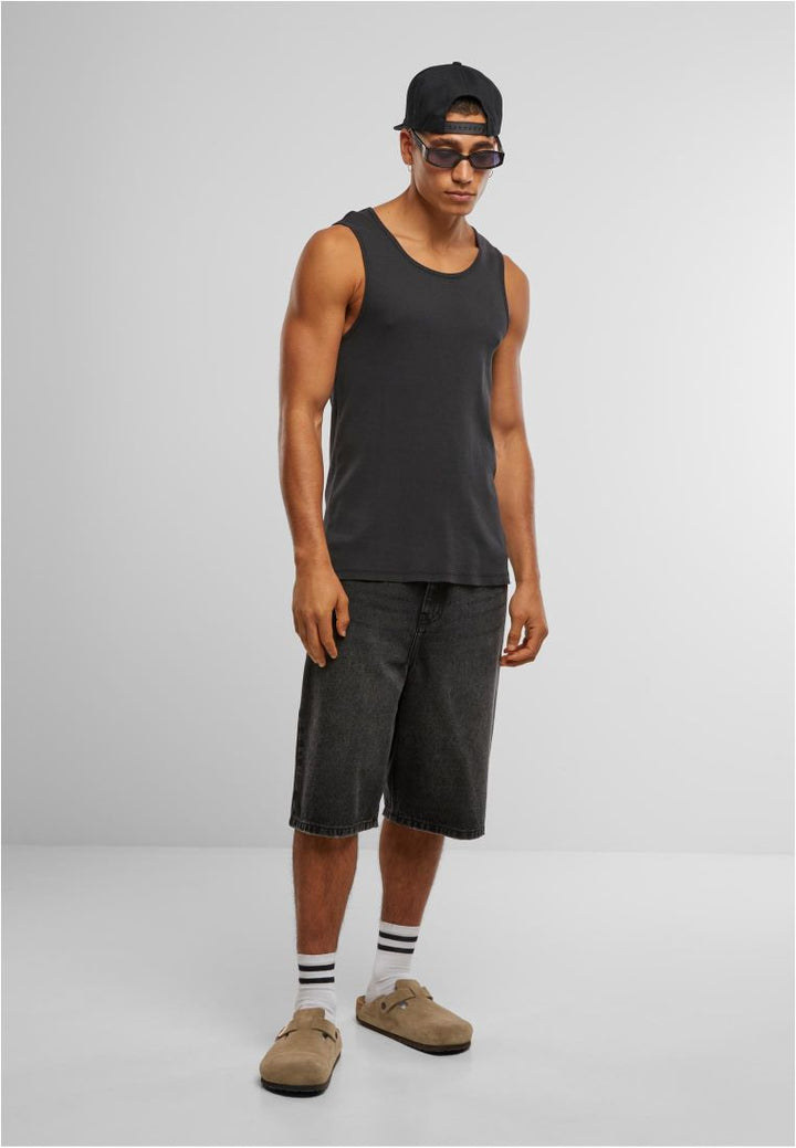 Urban Classics Washed Rib Tanktop black - Shop-Tetuan