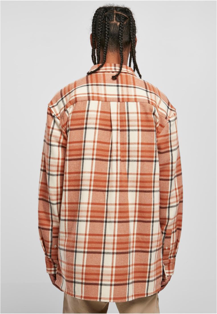 Urban Classics Long Oversized Checked Leaves Shirt softseagrass/red