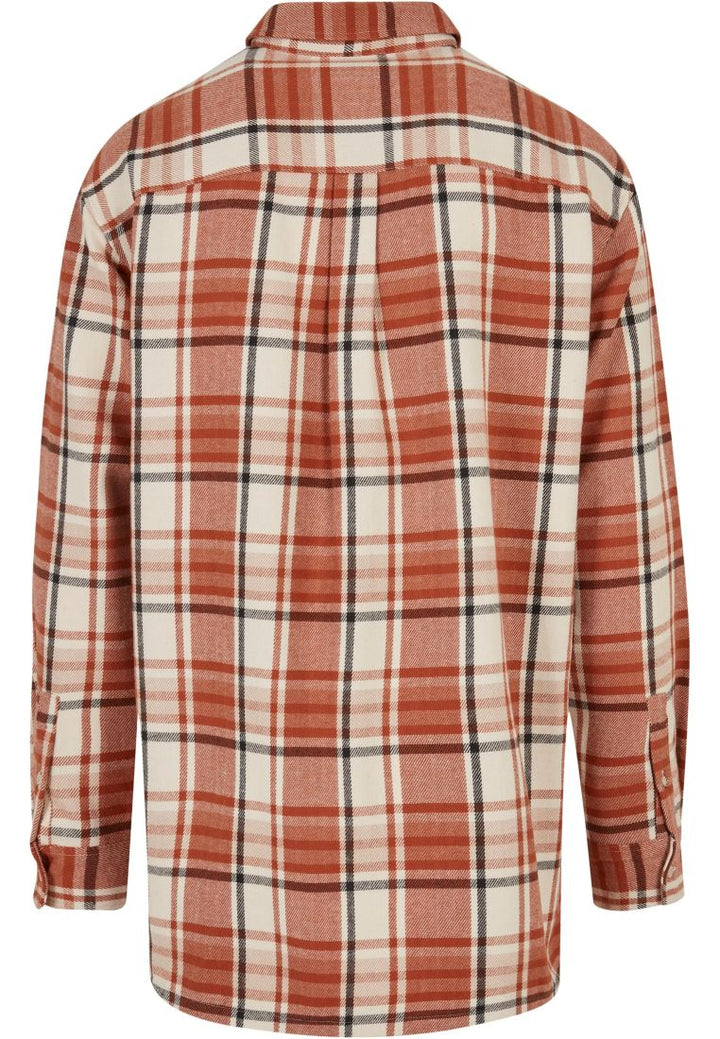 Urban Classics Long Oversized Checked Leaves Shirt softseagrass/red