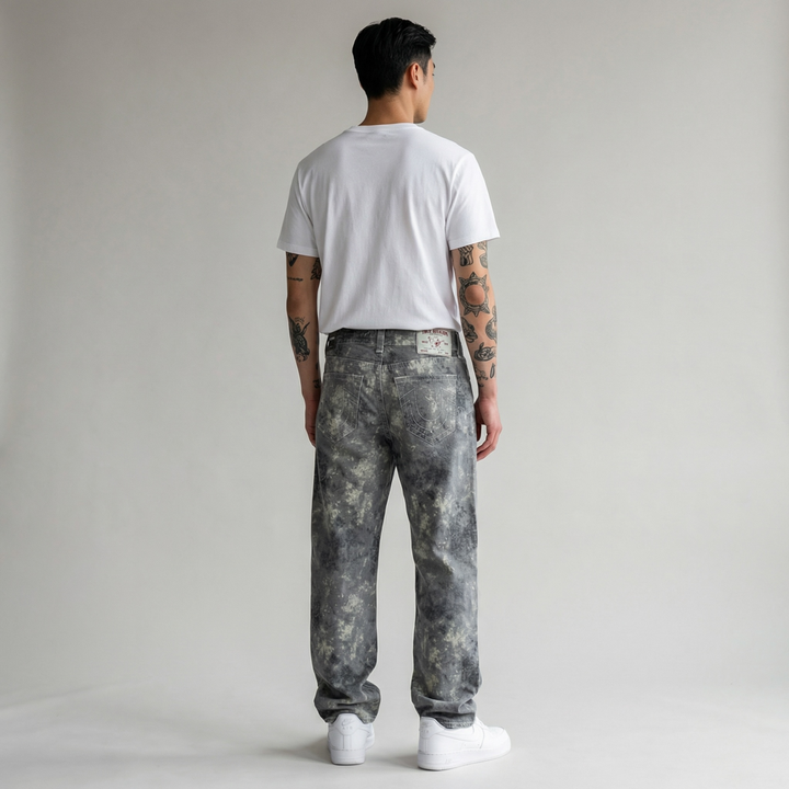 True Religion Vinny SN No Flap 34IN jeans tie dye camo printed wash - Shop-Tetuan