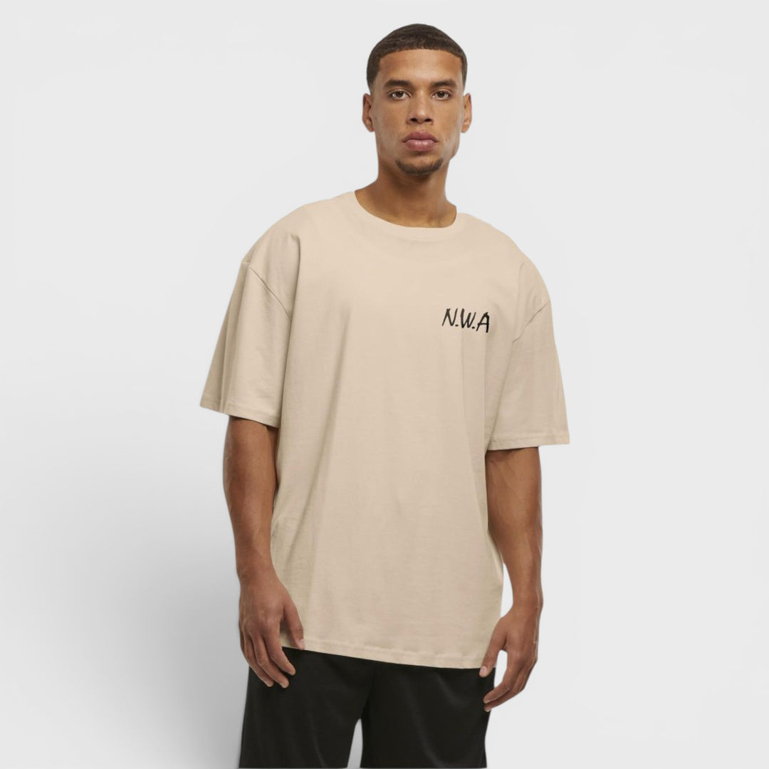 Mister N.W.A Logo FB Oversize Tee whitesand
