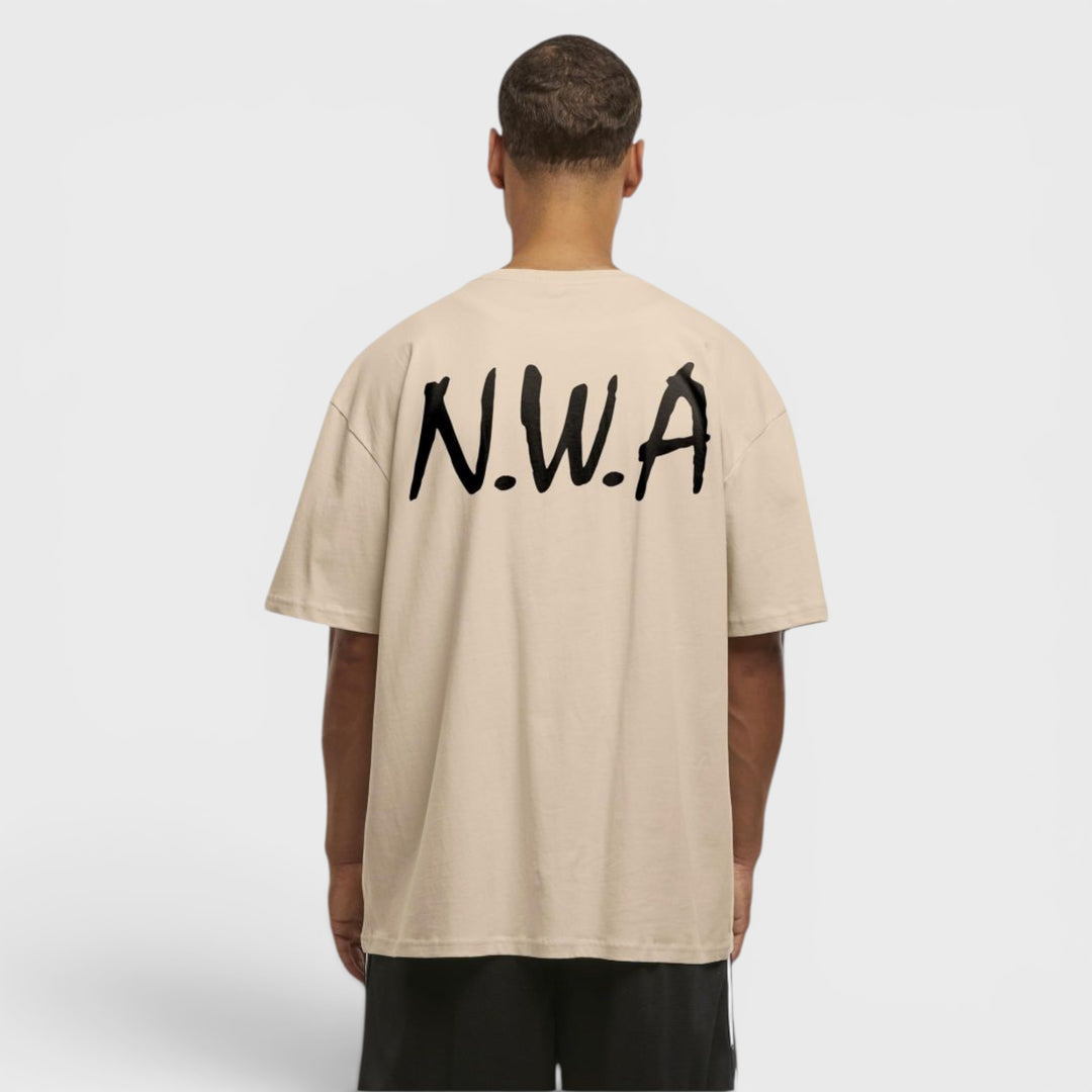 Mister N.W.A Logo FB Oversize Tee whitesand