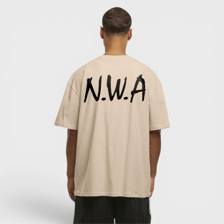 Mister N.W.A Logo FB Oversize Tee whitesand
