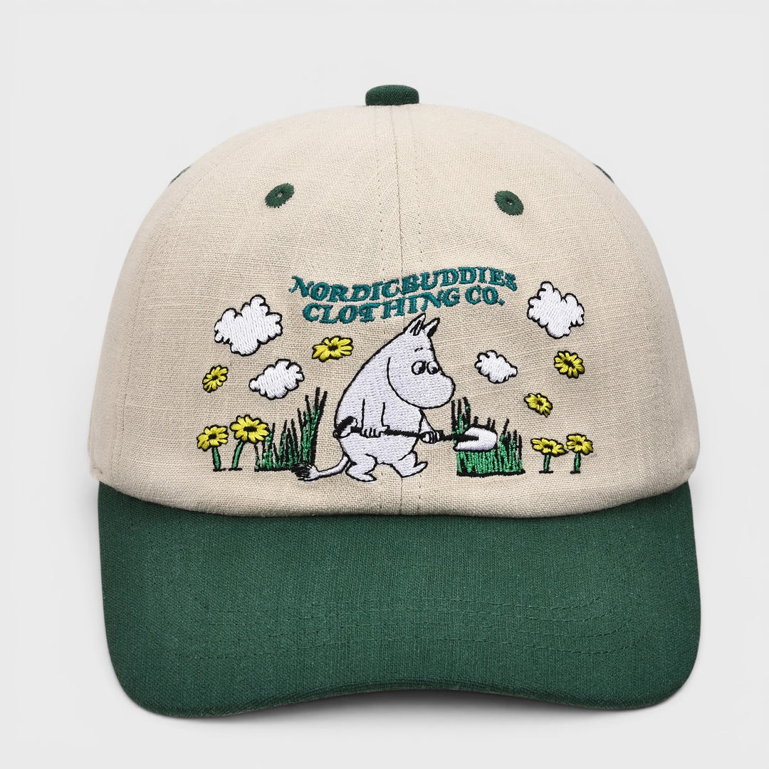 Moomin Muumipeikko Puutarhassa cap beige/green