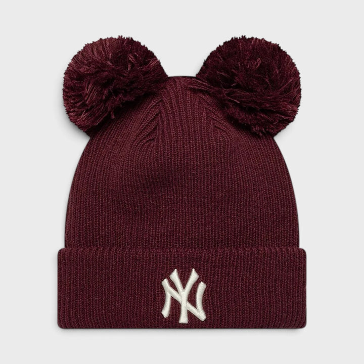 New Era MLB Double Pom Cuff Knit Beanie NY Yankees dark red
