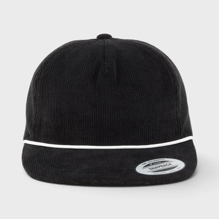 The Classics Yupoong Unstructured Corduroy Snapback with Braid Rope black - Shop-Tetuan