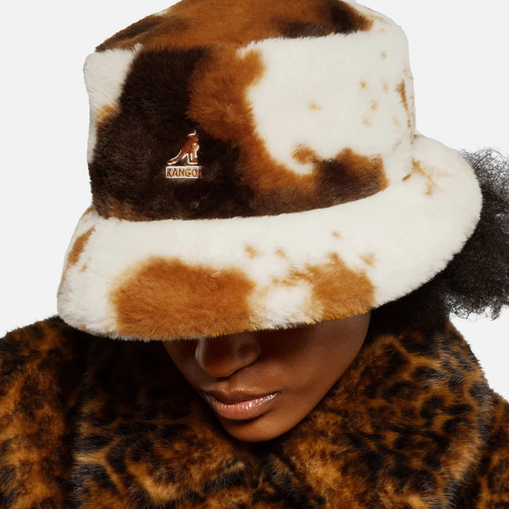 Kangol Faux Fur Bucket warm taupe leopard