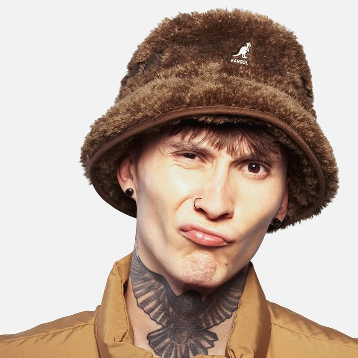 Kangol Faux Shearling Utility Bucket brown