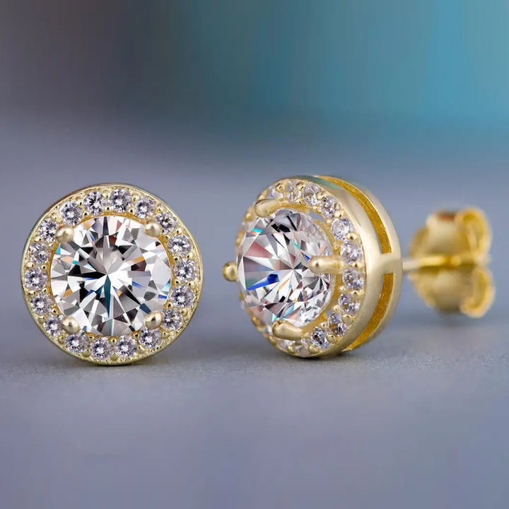 Luxury Round Zircon Stud Earring 8mm gold