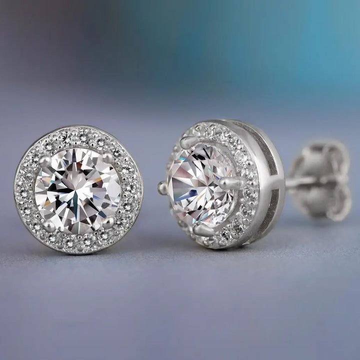 Luxury Round Zircon Stud Earring 8mm silver