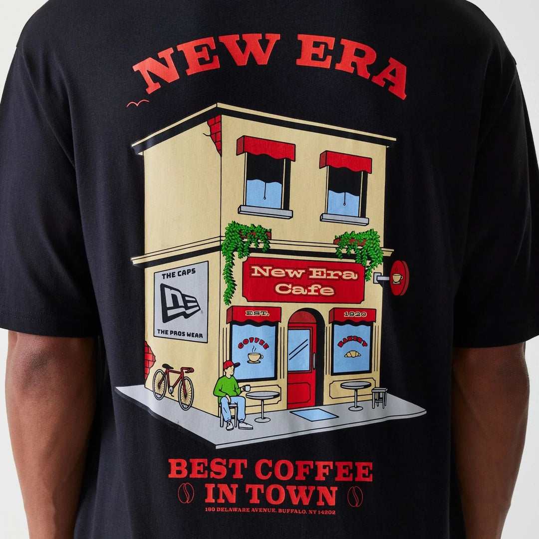 New Era Cafe Graphic Black Oversized Tee black - Shop-Tetuan