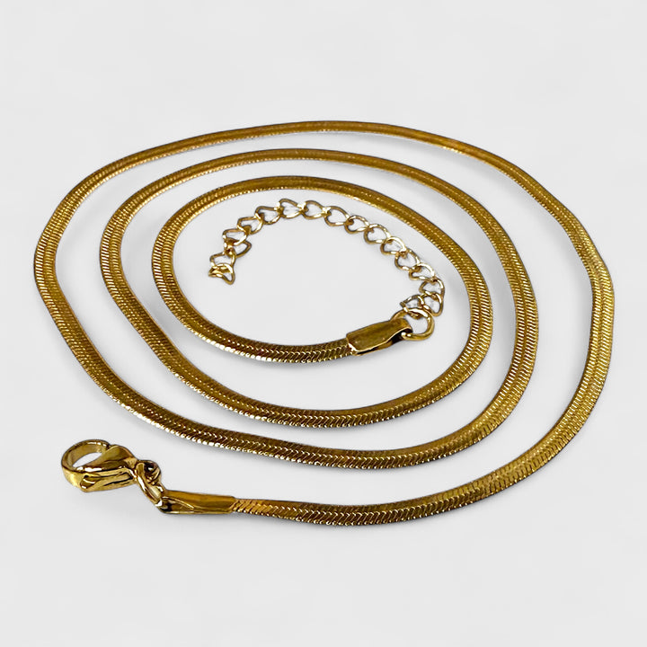 Snake Blade Chain Necklace 50cm x 2.5mm steel/gold