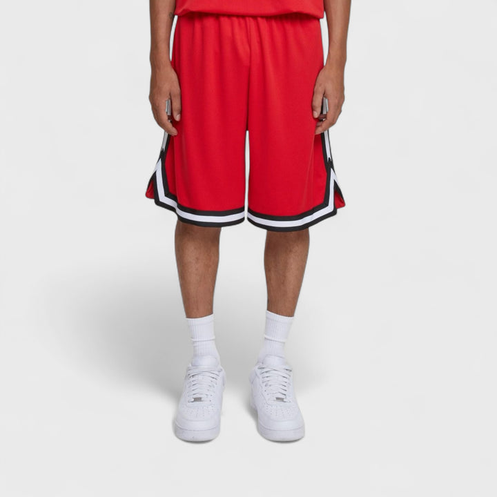 Urban Classics Stripes Mesh Shorts cityred/black/white