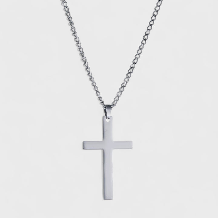 Basic Flat Cross Pendant Necklace silver