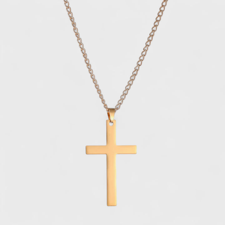 Basic Flat Cross Pendant Necklace gold