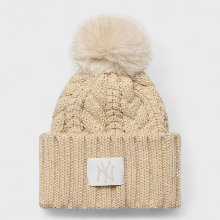 New Era MLB Cable Cuff Knit Beanie NY Yankees light beige - Shop-Tetuan