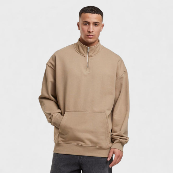 DEF Zipper Crewneck Greige