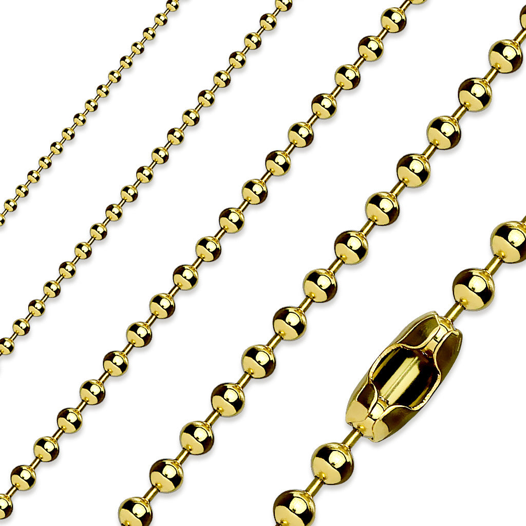 Gold Plate 316L Stainless Steel 4mm Ball Chain Necklace - Shop-Tetuan
