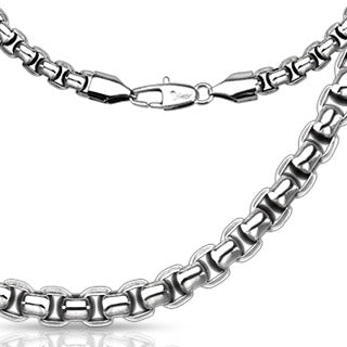 Round Rectangle Chain Link Necklace Stainless Steel - Shop-Tetuan