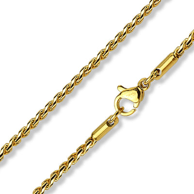 Twisted Round Link 316L Stainless Steel Chain Necklaces gold - Shop-Tetuan
