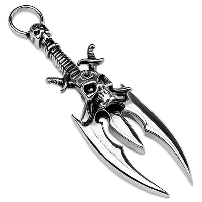 Three Blade Dagger with Pirate Skull Stainless Steel Pendant - Shop-Tetuan