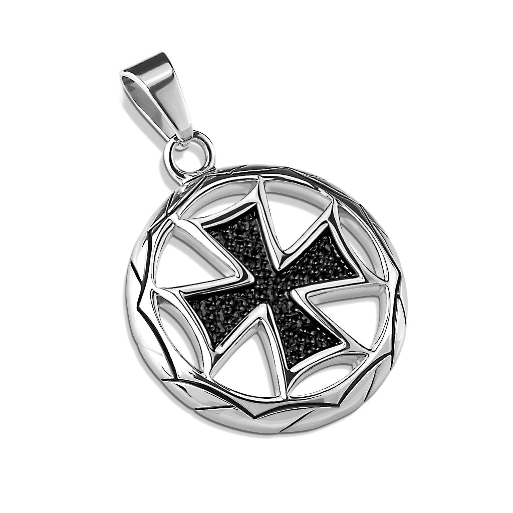 Iron Cross Encased by Circle Stainless Steel Pendant Chain - Shop-Tetuan