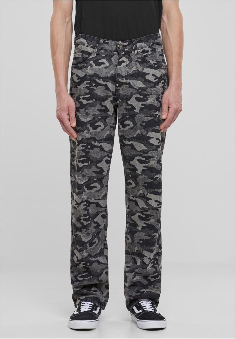 Urban Classics Laser Camo Printed Jeans black/lasercamo - Shop-Tetuan