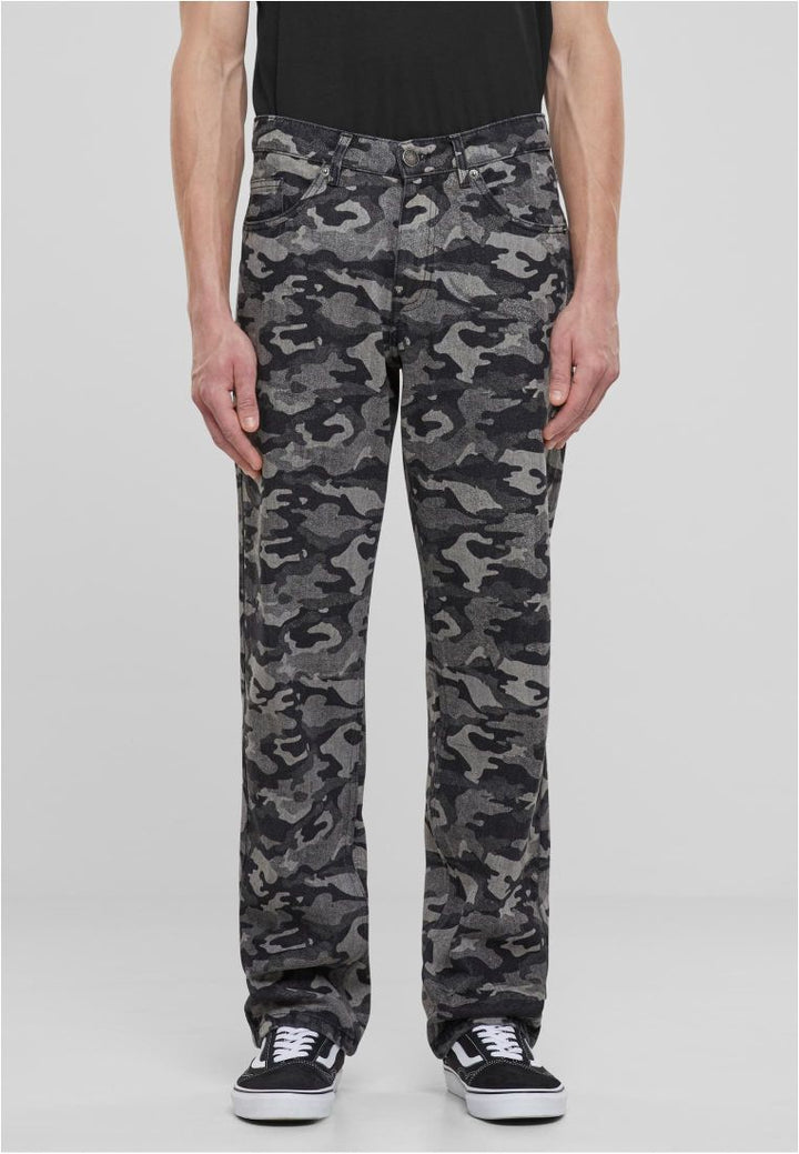 Urban Classics Laser Camo Printed Jeans black/lasercamo - Shop-Tetuan
